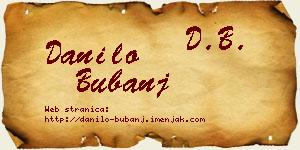 Danilo Bubanj vizit kartica